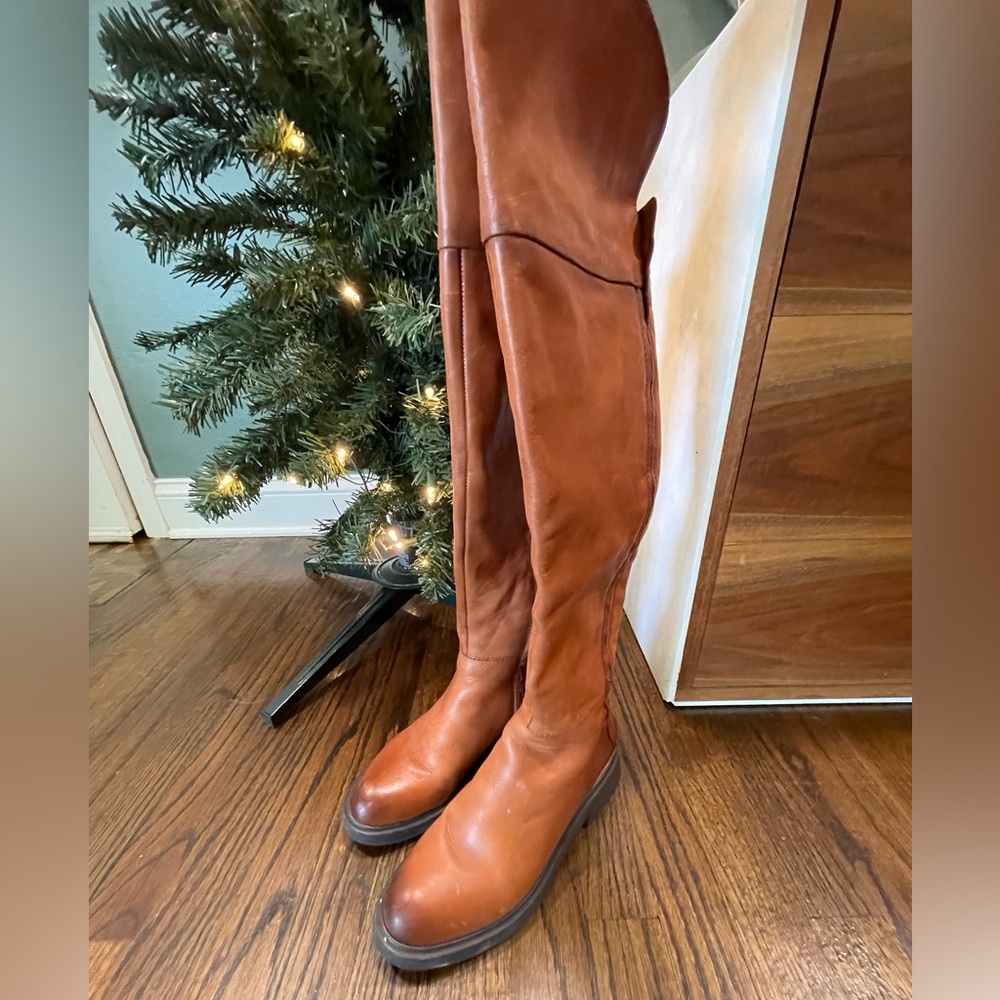 Franco Sarto light caramel brown leather over the knee boots. Size 7!